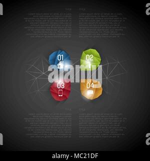 Résumé modèle infographique, bijoux colorés avec option étapes sur la grille triangulaire Illustration de Vecteur