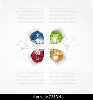 Résumé modèle infographique, bijoux colorés avec option étapes sur la grille triangulaire Illustration de Vecteur