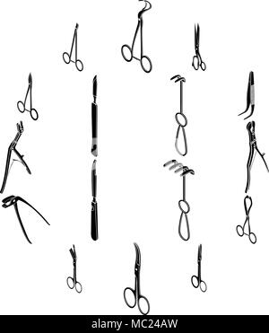 Outils chirurgiens icons set, le style simple Illustration de Vecteur