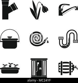 Hydrosystem icons set, le style simple Illustration de Vecteur