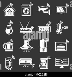 Smart home icons set vector gris Illustration de Vecteur