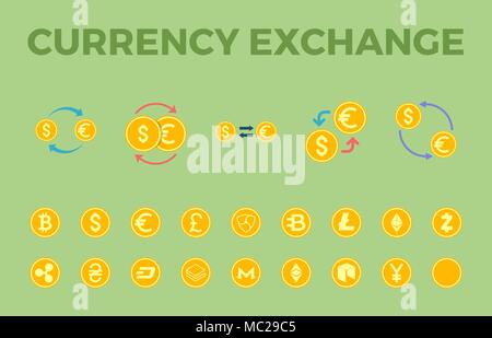 Service de Change Icon Set Illustration de Vecteur