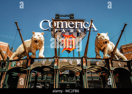 Extérieur de Comerica Park home pour les Tigers de Detroit. Le stade a une capacité de plus de 41 000 et remplacé Tiger Stadium de l'année 2000 Banque D'Images