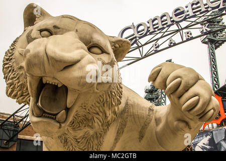 Extérieur de Comerica Park dans le centre-ville de Detroit. Comerica Park est le foyer de la Ligue Majeure de Baseball des Detroit Tigers équipe. Banque D'Images