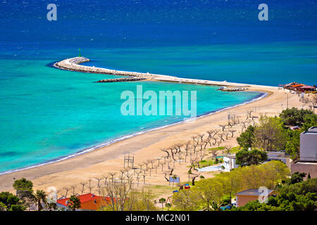 Ville de Supetar beach et sanbar vue aérienne de la région de Croatie, Dalmatie Banque D'Images