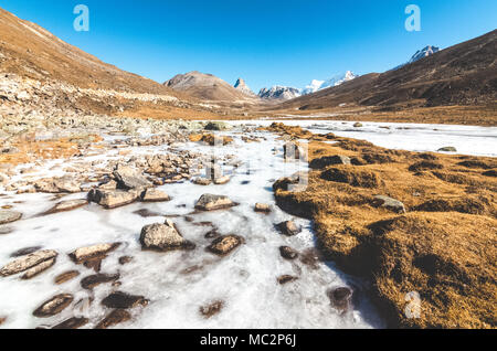 Point zéro dans la vallée Yumthang, Nord du Sikkim, Inde Banque D'Images