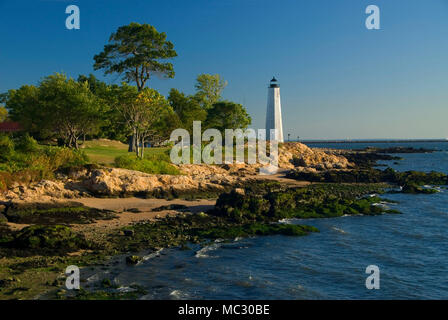 New Haven phare, Lighthouse Point Park, New Haven, Connecticut Banque D'Images