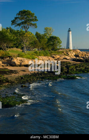 New Haven phare, Lighthouse Point Park, New Haven, Connecticut Banque D'Images