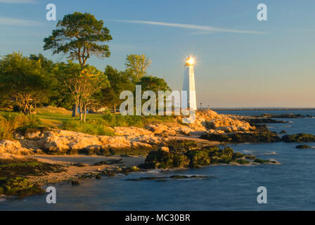 New Haven phare, Lighthouse Point Park, New Haven, Connecticut Banque D'Images