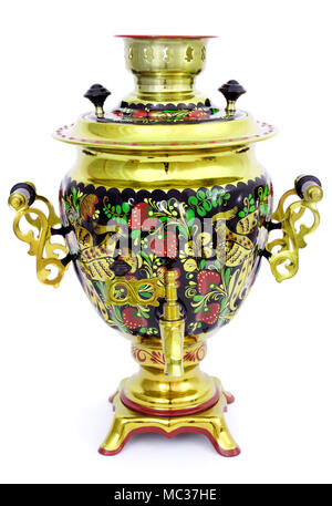 Samovar Russe peint dans un style folklorique Banque D'Images