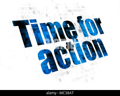 Concept de temps : il est temps d'agir sur l'arrière-plan numérique Banque D'Images