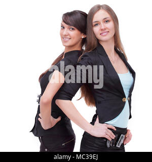 Deux femmes d'affaires debout dos à dos. Banque D'Images