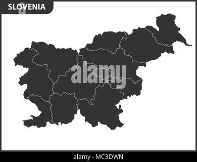 La carte détaillée de Slovénie avec les régions ou états. Division administrative Illustration de Vecteur