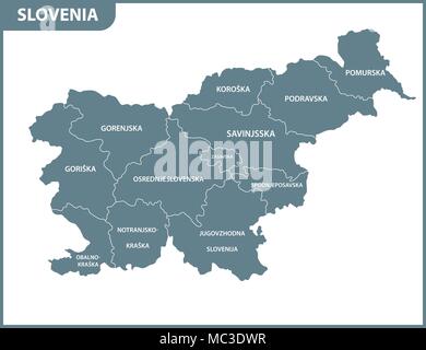 La carte détaillée de Slovénie avec les régions ou états. Division administrative Illustration de Vecteur