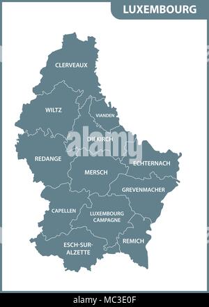 La carte détaillée du Luxembourg avec les régions ou états Illustration de Vecteur