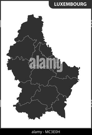 La carte détaillée du Luxembourg avec les régions ou états Illustration de Vecteur