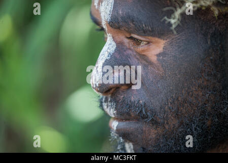 La moitié des hommes, performance Nokondi zone Goroka, Eastern Province Higlands, Papouasie Nouvelle Guinée Banque D'Images