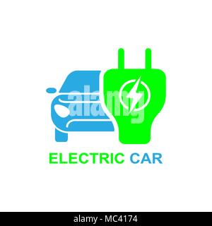 L'icône de voiture électrique. Élément Logo illustration. Voiture électrique conception de symbole 2 collection de couleur. Voiture électrique simple concept. Peut être utilisé dans le web et mobile. Illustration de Vecteur