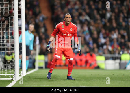 Madrid, Espagne. Apr 11, 2018. KEYLOR NAVAS du Real Madrid au cours de la Ligue des Champions, quart de finale, 2ème leg match de football entre le Real Madrid et la Juventus FC le 11 avril 2018 à Santiago Bernabeu à Madrid, Espagne Credit : Manuel Blondeau/ZUMA/Alamy Fil Live News Banque D'Images