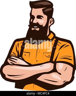 Hipster heureux avec les bras croisés sur la poitrine. Cartoon vector illustration Illustration de Vecteur