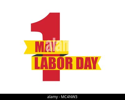 1er mai Fête du travail. Journée internationale des travailleurs. Ruban avec texte, logo. Vector illustration Illustration de Vecteur