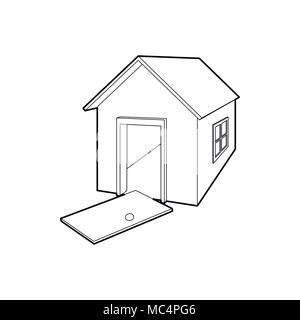 Maison détruite, l'icône de style contour Illustration de Vecteur