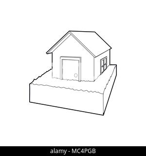 Maison inondée, l'icône de style contour Illustration de Vecteur