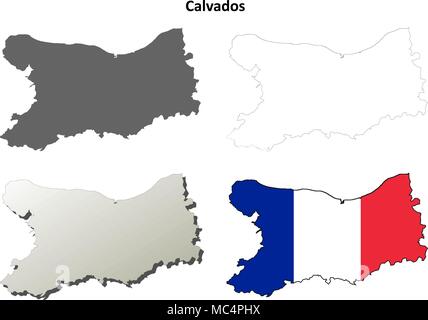 Calvados, Basse-normandie contour plan set Illustration de Vecteur