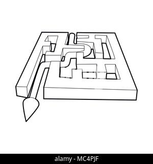 Chemin avec flèche à travers l'icône labyrinthe Illustration de Vecteur