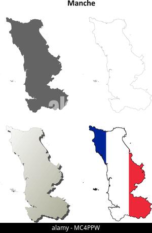Manche, Basse-Normandie contour plan set Illustration de Vecteur