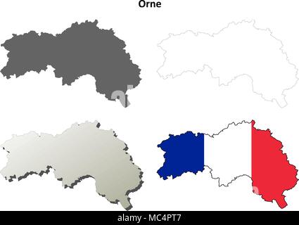 Orne, Basse-Normandie contour plan set Illustration de Vecteur