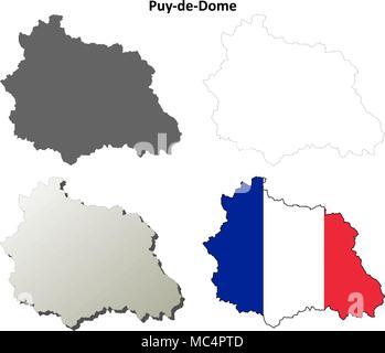 Puy-de-Dôme, Auvergne carte contour défini Illustration de Vecteur