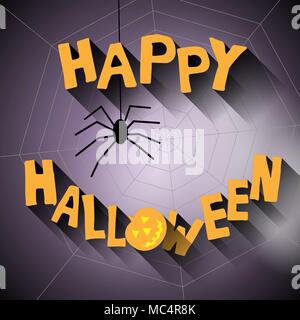 Halloween dessiné à la main avec en arrière-plan d'araignée Illustration de Vecteur