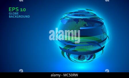 Globe technology background vector. technologie futuriste concept. Nord continents. La planète Terre dans l'espace Illustration de Vecteur