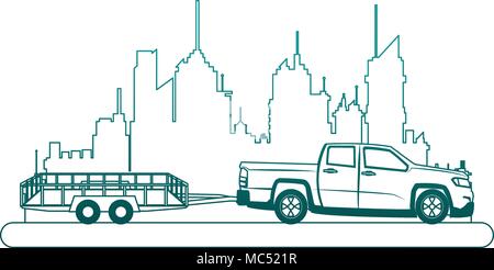 Recueillir avec une remorque vide au lieu de lignes bleues Illustration de Vecteur