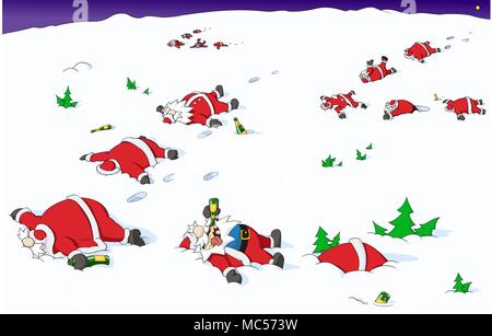 Fête de Noël à l'extérieur, vector cartoon humoristique célébration Illustration de Vecteur
