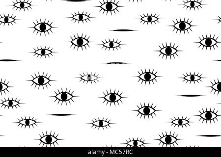 Le noir et blanc en regardant les yeux, vecteur seamless texture pattern Illustration de Vecteur