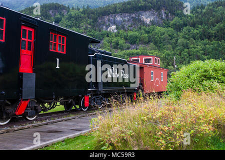 White Pass and Yukon train museum à Skagway, Alaska, port d'escale des navires de croisière de l'Alaska et à via le passage de l'intérieur. Banque D'Images