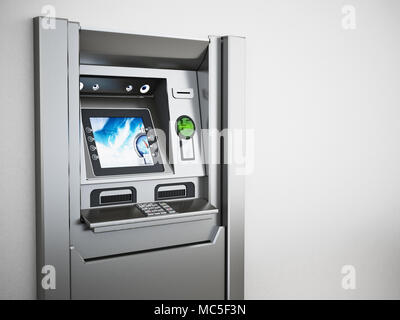 ATM générique ou guichet automatique. 3D illustration. Banque D'Images