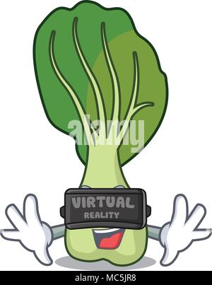 La réalité virtuelle le bok choy mascot cartoon vector illustration Illustration de Vecteur