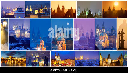 République tchèque, Prague - la ville aux cent clochers Composite. Banque D'Images