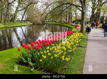 Lisse, Pays-Bas - 19 Avril 2017 : Les Visiteurs du jardin de Keukenhof à Lisse, Hollande, Pays-Bas. Banque D'Images