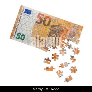 Image Concept de désintégration de billet de banque européen Banque D'Images