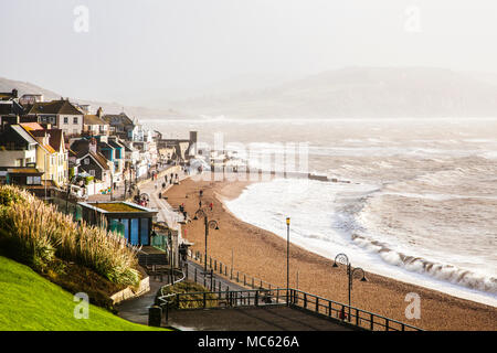 Avis de Lyme Regis dans le Dorset à vers Charmouth. Banque D'Images