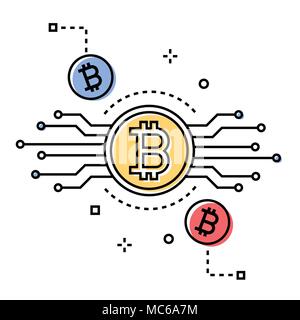 La ligne colorée - Bitcoin style design illustration conceptuelle Illustration de Vecteur