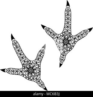 Coq stylisé de l'empreinte sur un fond blanc Illustration de Vecteur