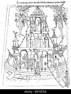 Le christianisme - L'Arche de Noé dessin du 11e siècle, illustration pour les travaux de la 7ème siècle moine-poète Caedmon. La gravure du xixe siècle est fondée sur le manuscrit Junius à la Bodleian Library. Banque D'Images