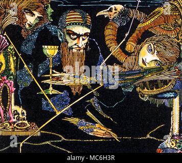 Magiciens - FAUST (Illustration) colorés à la main par Harry Clarke pour l'édition 1925 du poème de Goethe 'Faust' Banque D'Images