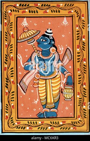 La mythologie Hindoue. Modern (milieu du siècle) gouache du dieu hindou Vamana, l'un des 10 avators de Vishnu. Banque D'Images