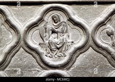 ALCHEMY - Amiens Symboles. Le symbolisme alchimique dans le porche central de la cathédrale d'Amiens. Pour plus de détails de sens, voir "Fulcanelli Le mystère des Cathedrales', 1971 Banque D'Images